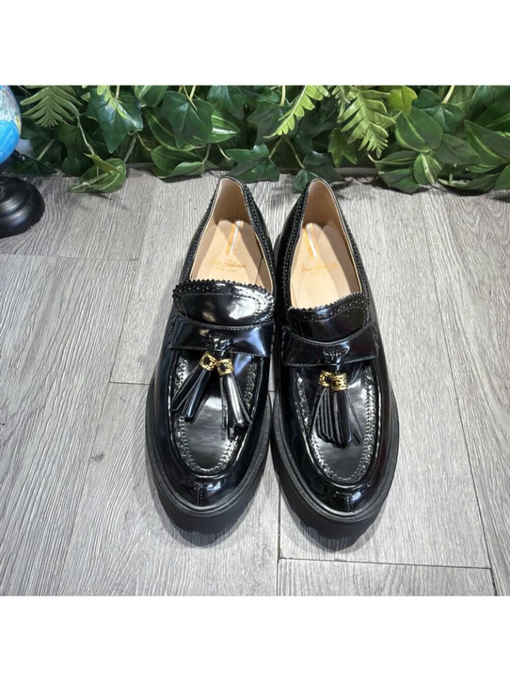 Sam Edelman Meela Tassel Loafers Womens 7.5 M Black Patent Leather Platform - Picture 2 of 10